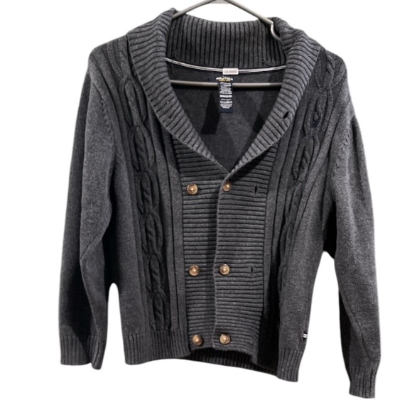 Nautica Boys Dark Gray Double-Breasted Sweater - Dress Your Son in Style! Medium - Picture 1 of 8